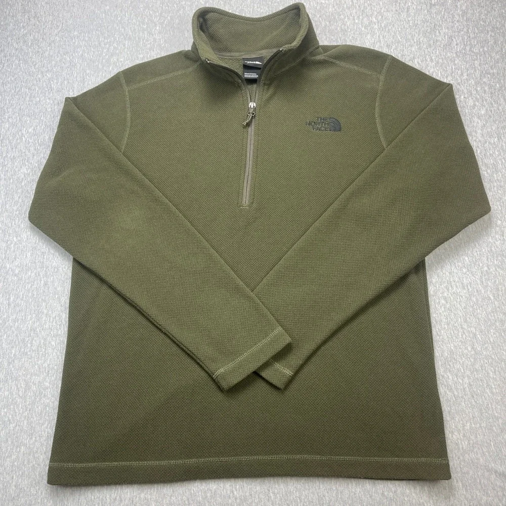 The North Face Pullover Men M TKA Glacier 1/4 Zip Olive Green EUC NF0A3YR1